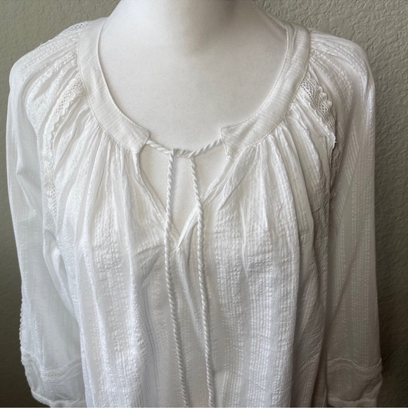 🆕 J Crew Peasant Top in Textured Voile Lace Trim - Picture 4 of 9